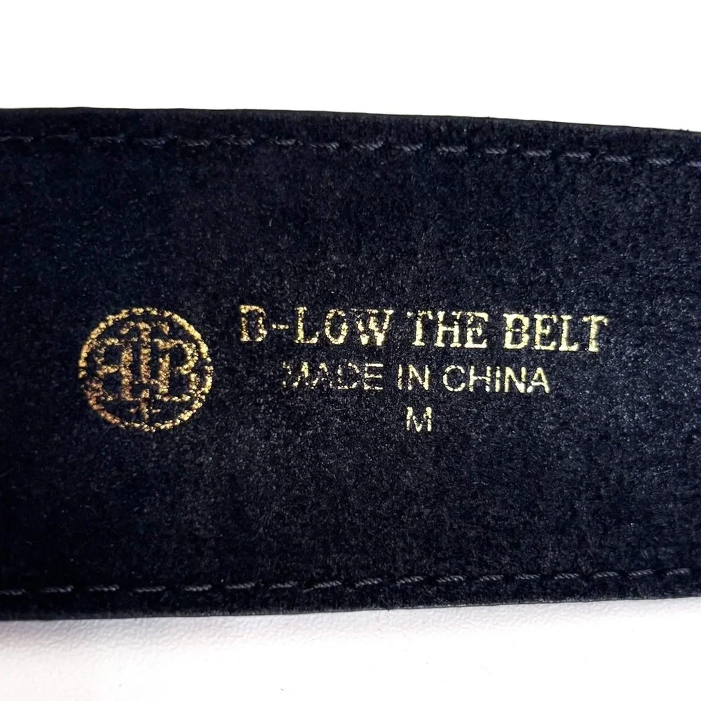 B-Low The Belt Womens Oversized Horseshoe Buckle Leather Belt Medium Black Gold